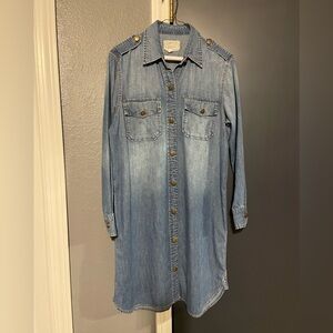 Current/Elliott “the perfect” denim chambray long-sleeve shirt dress, size 2